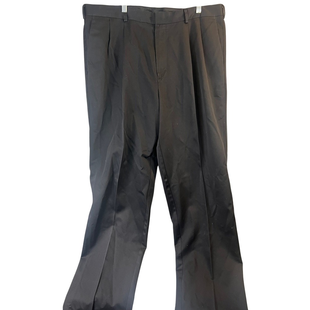 Dockers Mens W38 L34 Black Pleated Relaxed Fit 100% Cotton Dress Pants